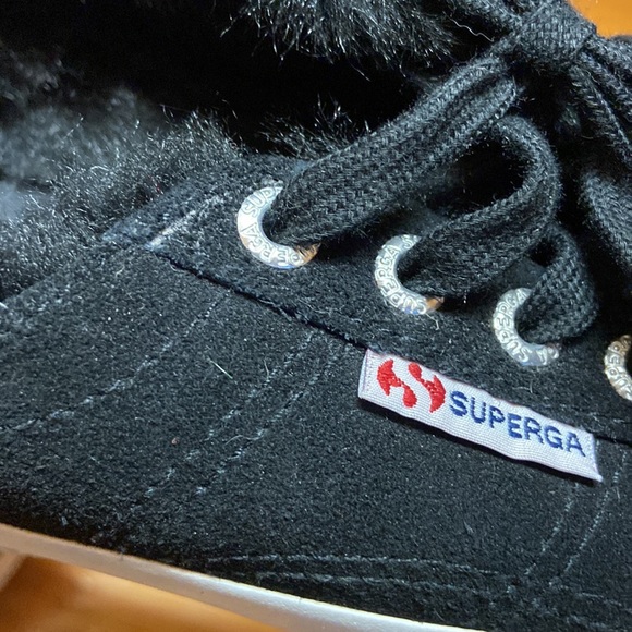 Black suede fuzzy Superga sneakers (38) - Picture 3 of 4